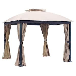 9.6 ft. x 9.6 ft. Pop Up Canopy Grill Gazebos With Removable Zipper Netting, 2-Tier Soft Top Event Tent for Patio Yard