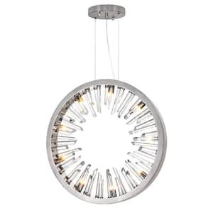 Spiked 9 Light Chandelier With Polished Nickle Finish