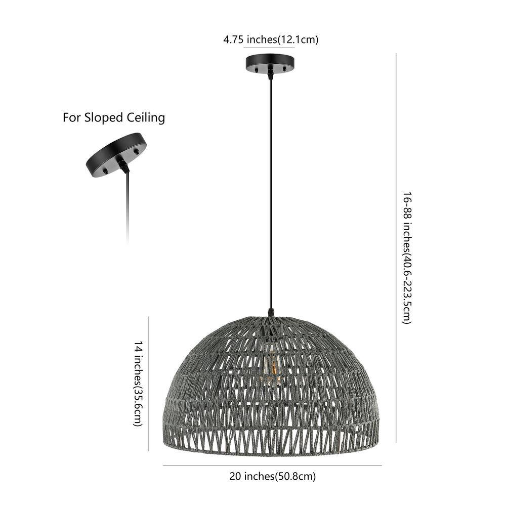 Campana 20" Grey-Black Bohemian Modern LED Pendant