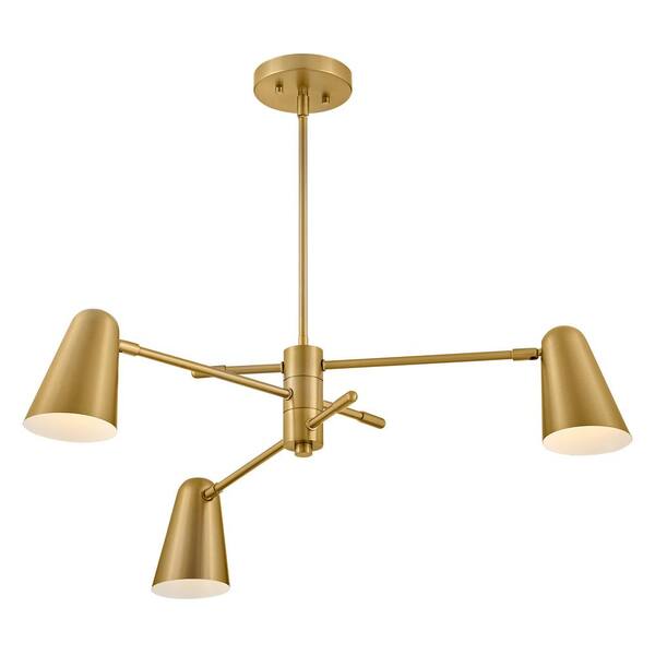 LARK - Birdie 3-Light Lacquered Brass Tier Chandelier