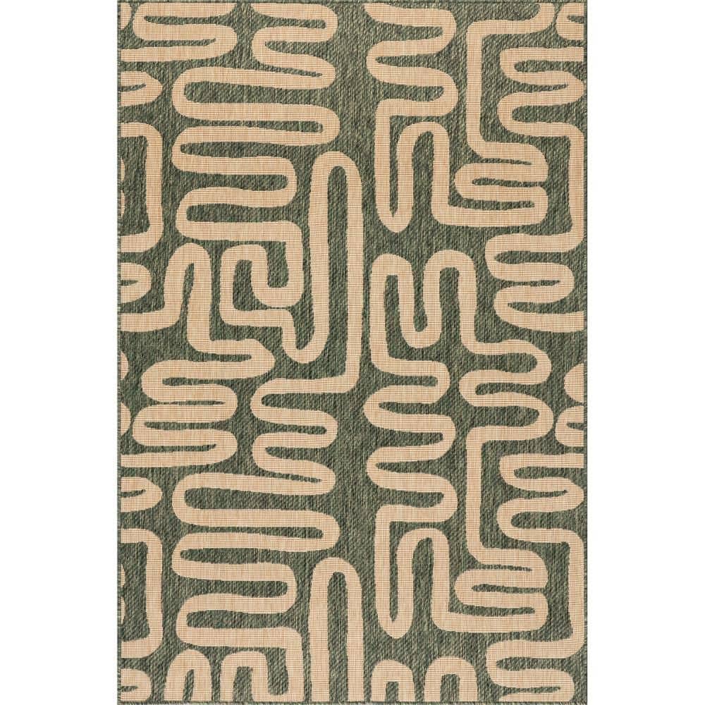 Elowyn Abstract Maze Green 5 ft. x 8 ft. Outdoor Area Rug price history on PriceWatchPro