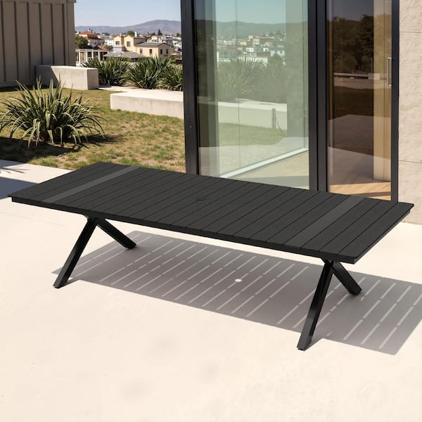 【新品】auvil テーブル black garden family table CLOUDFLY Extra Large 118 x 40.6 Inch Black Aluminum Outdoor Dining