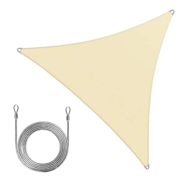 30 ft. x 30 ft. x 30 ft. Triangle Pro Ring Sun Shade Sail with Rope-Beige