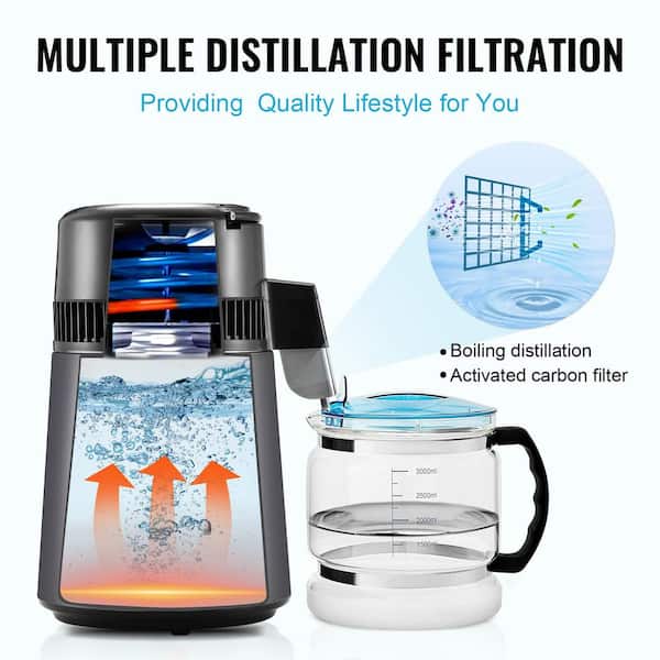 VEVOR Water Distiller 16-Cups Gray Purifier Filter 11.02 in. W
