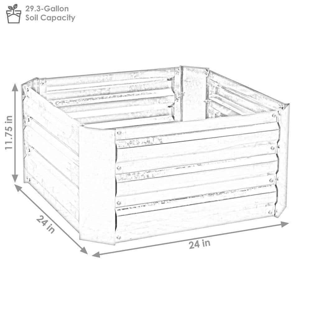 Galvanized Steel 20" Dark Gray Raised Garden Bed for Outdoor Spaces