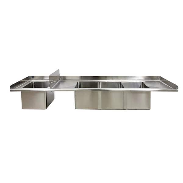 Cooler Depot 77 in. Stainless Steel food truck 3-Compartment Sink