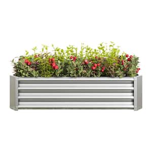 4 ft. x 2 ft. x 1 ft. Rectangle Metal Raised Garden Bed in Silver for Planter Flowers Vegetables Herb Plants