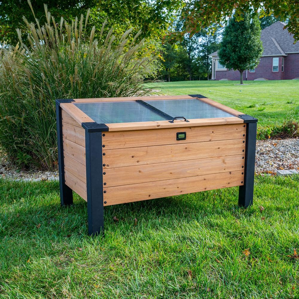 Backyard Discovery Aggie 4 ft. x 2 ft. 4 in. All Cedar Wooden Rectangular Cold Frame Planter Box