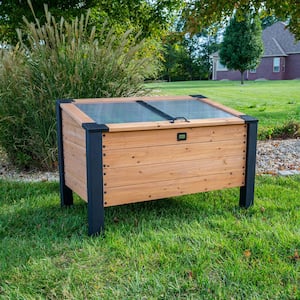 Aggie 4 ft. x 2 ft. 4 in. All Cedar Wooden Rectangular Cold Frame Planter Box with Temperature Activated Greenhouse Lid