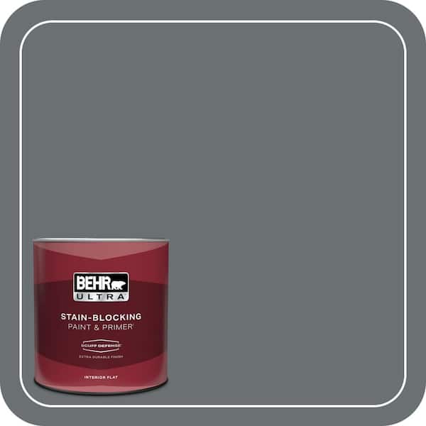 BEHR ULTRA 1 qt. #QE-61 Rich Pewter Extra Durable Flat Interior Paint & Primer