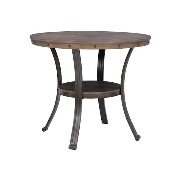 Terran Pewter Wood 42 in., 4-Leg Counter Height Dining Table Seats-4