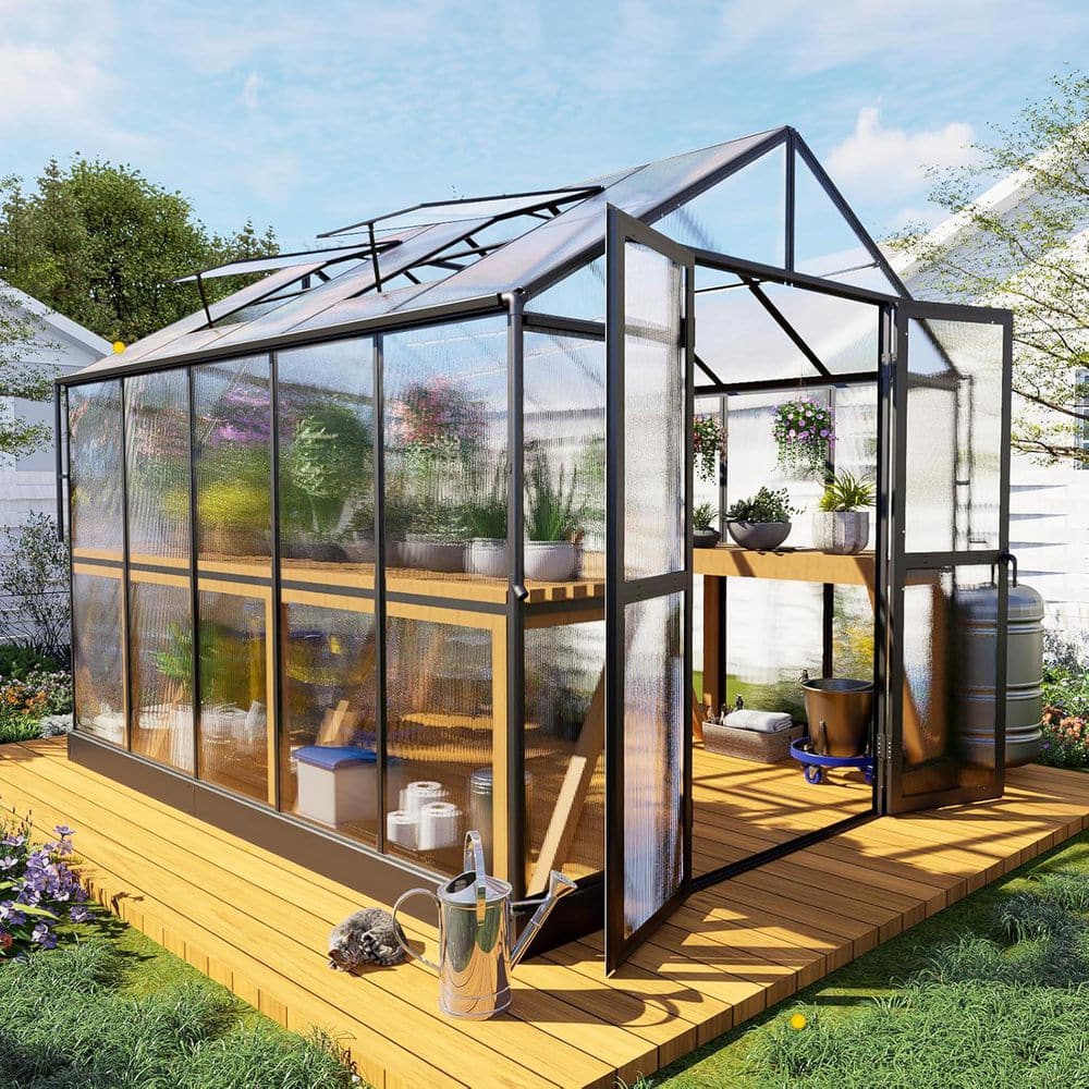 8 x 10 x 7. 5 ft. Aluminum Greenhouses for Outdoors Black