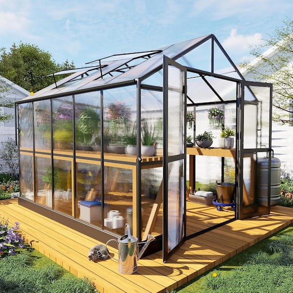 8 x 10 x 7. 5 ft. Aluminum Greenhouses for Outdoors Black