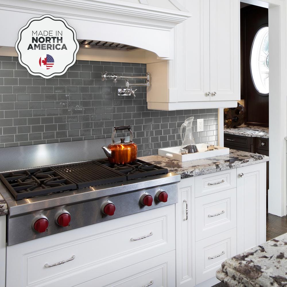Gray 11.87'' x 8.5'' Self-Adhesive 3D Peel and Stick Backsplash Tiles