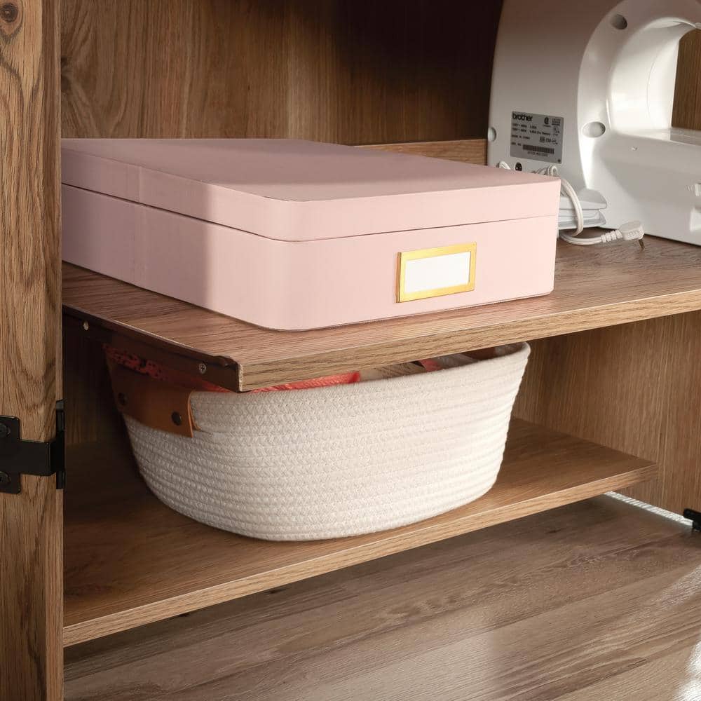 Timber Oak Brown Storage Craft and Sewing Armoire