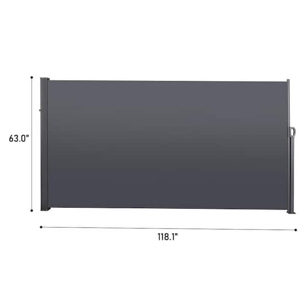 Zeus & Ruta 118.1 in. W x 63 in. H Patio Retractable Folding Side Awning Screen Privacy Divider