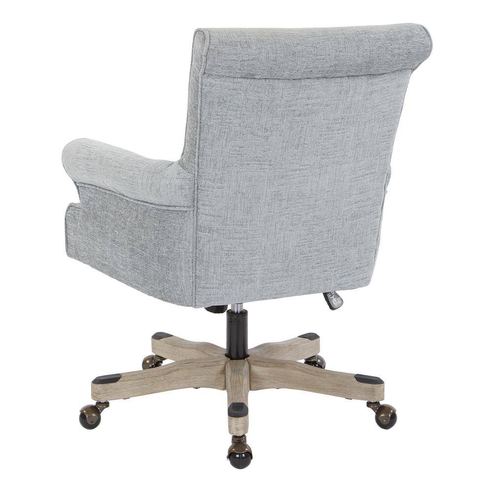 Megan Mist Gray Fabric Swivel Task Chair with Adjustable Arms