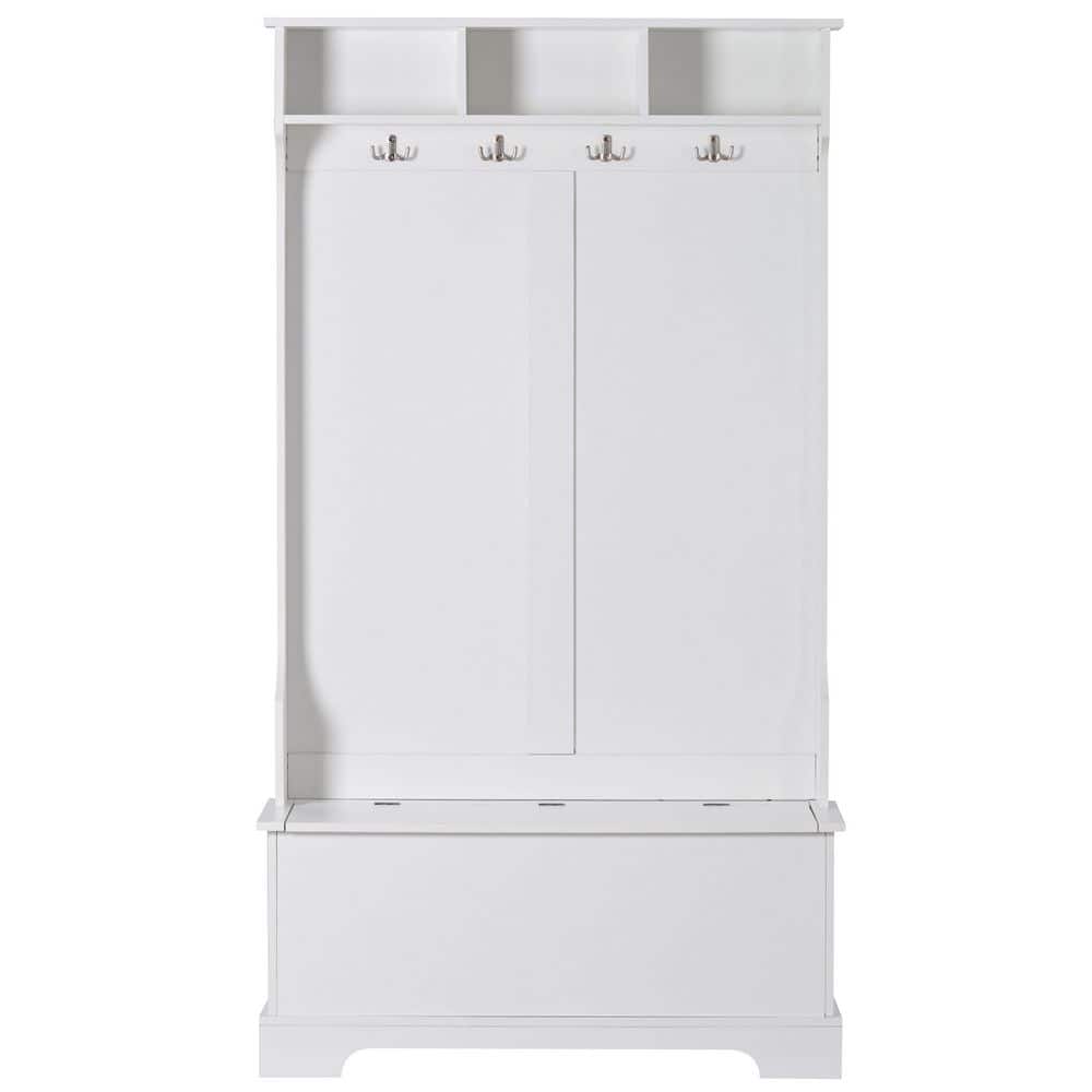 ATHMILE White Entryway Hall Tree with Storage GZ-B2W20222548 - The Home ...