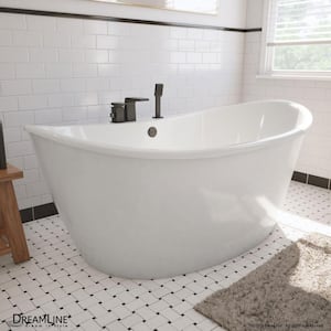 Caspian 66 in. x 36 in. Acrylic Freestanding Flatbottom Soaking Bathtub in White