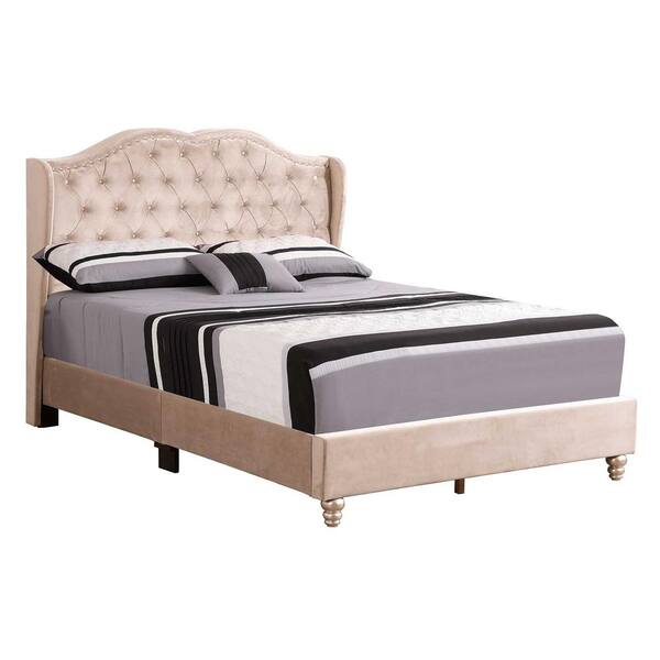 AndMakers Joy Jewel Beige Tufted Full Panel Bed PF-G1935-FB-UP - The ...