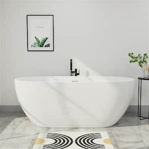 Classic 65 in. H Acrylic Flatbottom Non-Whirlpool Bathtub in White Freestanding Soaking Center Drain Tubs