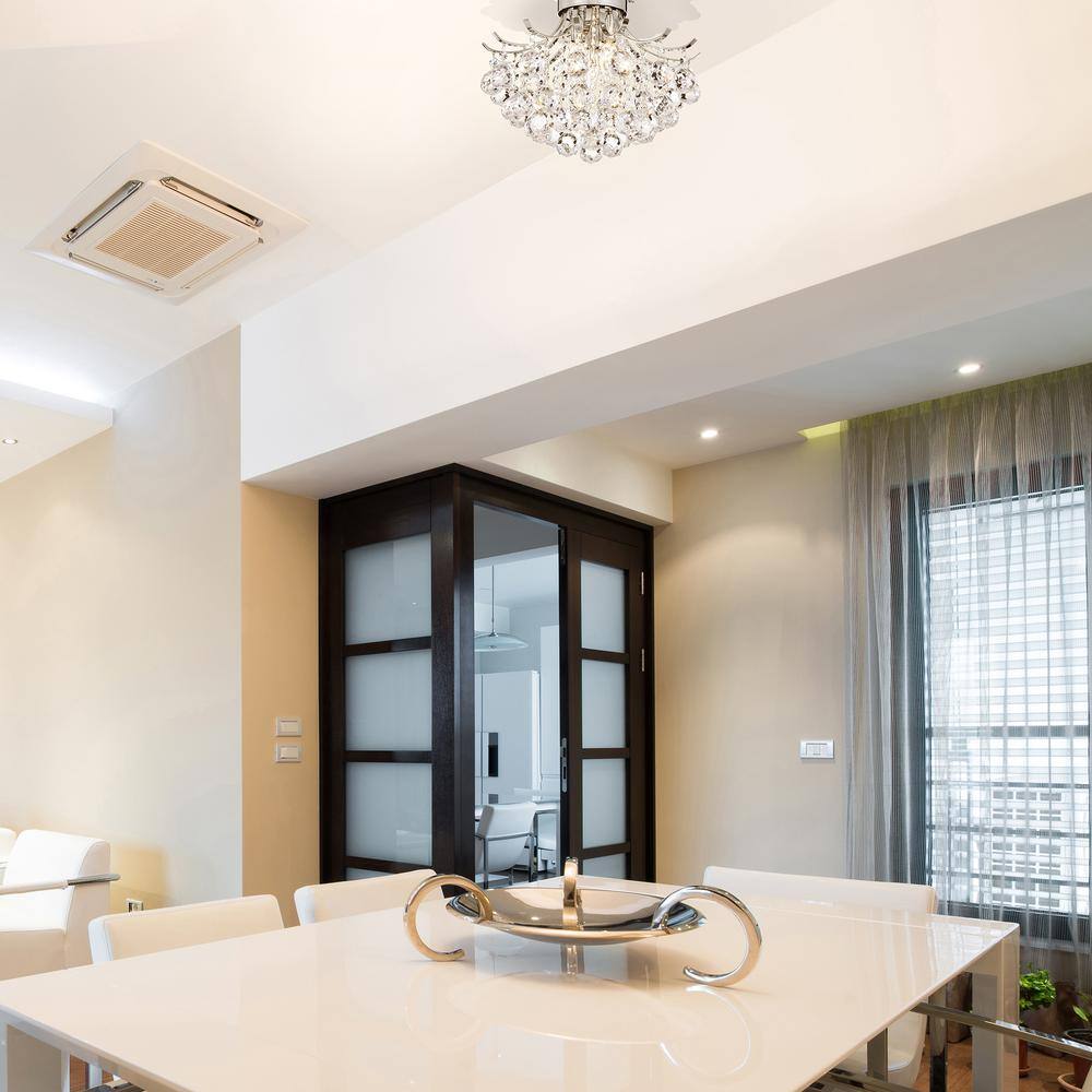 Chrome 15'' Flush Mount Chandelier with Crystals