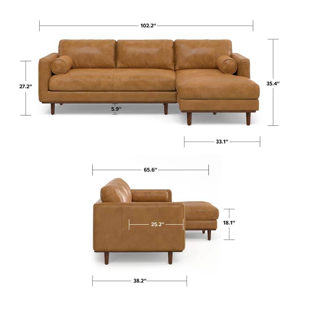 Morrison Sienna Leather Sectional Sofa with Pillow-top Arm