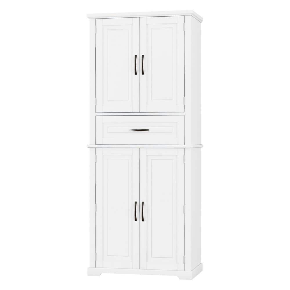 30 in. W x 15.7 in. D x 72 in. H White Linen Cabinet with Doors, Slide Rails Drawer and Adjustable Shelves for Bathroom price history on PriceWatchPro