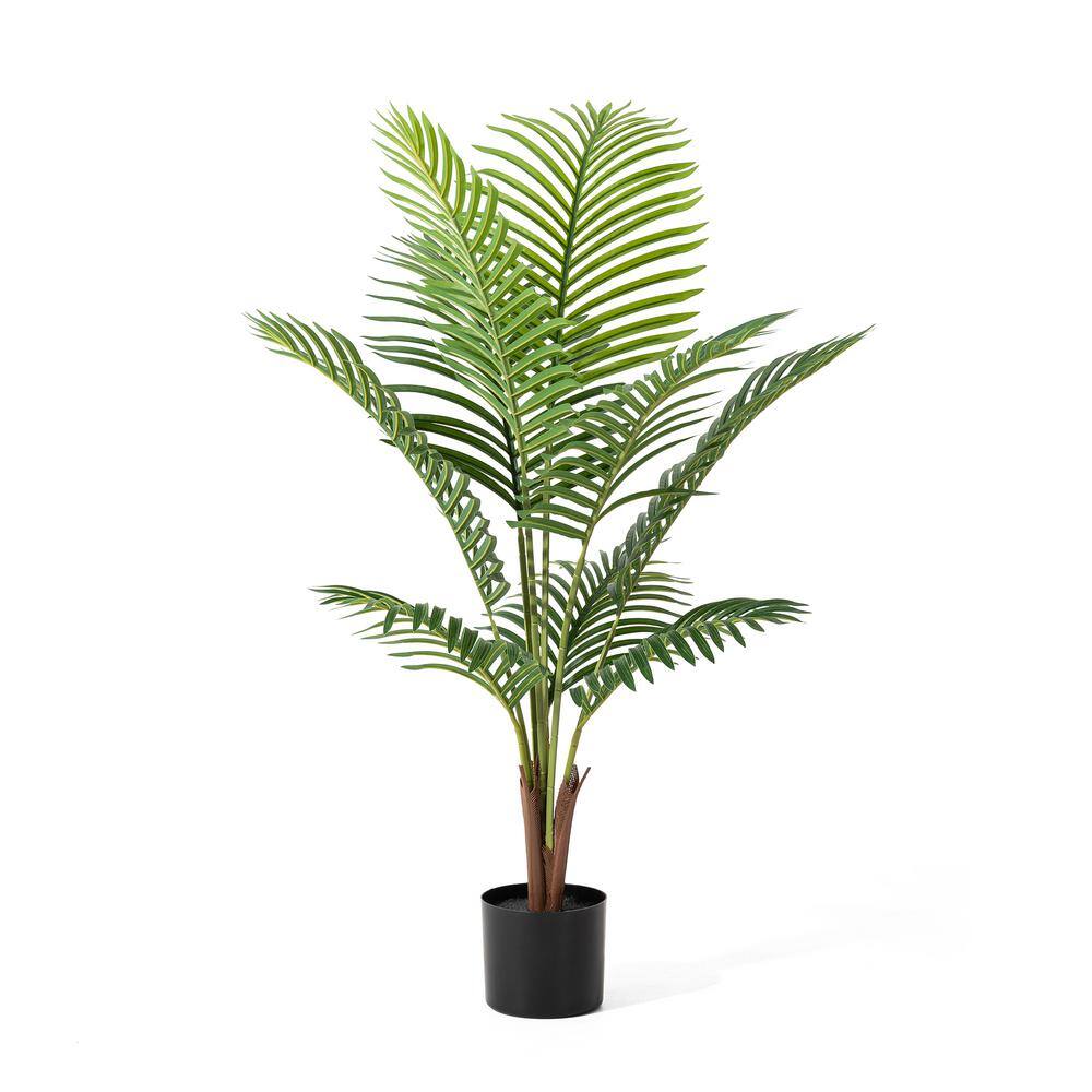 43.25" Green Plastic Outdoor Potted Palm Floor Plant