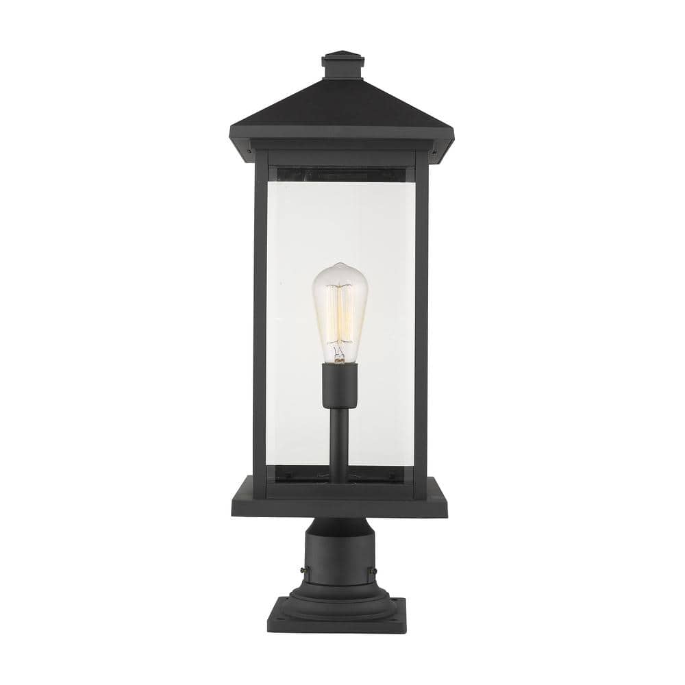 Portland 26 in. 1-Light Black Aluminum Hardwired Outdoor Weather Resistant 