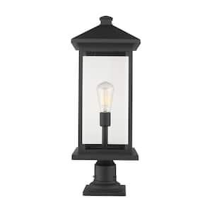 Portland 26 in. 1-Light Black Aluminum Hardwired Outdoor Weather Resistant Pier Mount Light with No Bulb included