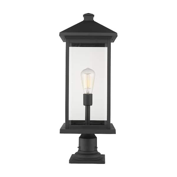 Unbranded Portland 26 in. 1-Light Black Aluminum Hardwired Outdoor Weather Resistant Pier Mount Light with No Bulb included