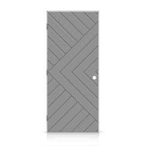 24 in. x 84 in. Chevron Arrow Right-Handed Hollow-Core Light Gray Painted Composite Single Prehung Interior Door