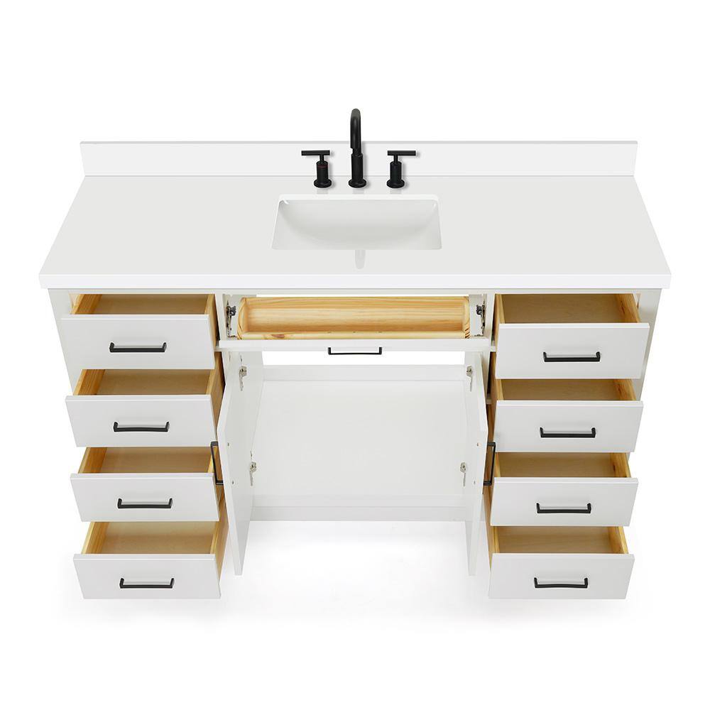 Hepburn 61" White Freestanding Single Basin Vanity Set