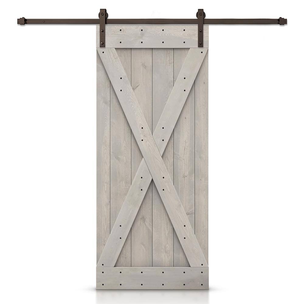 26 in. x 84 in. X Silver Gray Stained DIY Wood Interior Sliding Barn Door with Hardware Kit price history on PriceWatchPro