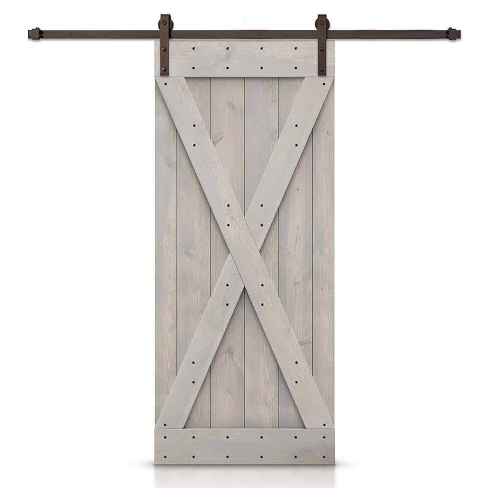 40 in. x 84 in. X Silver Gray Stained DIY Wood Interior Sliding Barn Door with Hardware Kit price history on PriceWatchPro