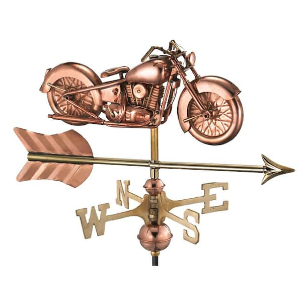 Motorcycle with Arrow Garden Weathervane-Pure Copper with Garden Pole