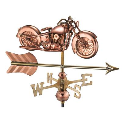 Motorcycle with Arrow Cottage Weathervane-Pure Copper with Roof Mount