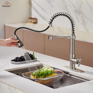 Single-Handle Pull Down Sprayer Kitchen Faucet with Power Clean Multi Function Spray in Brushed Nickel