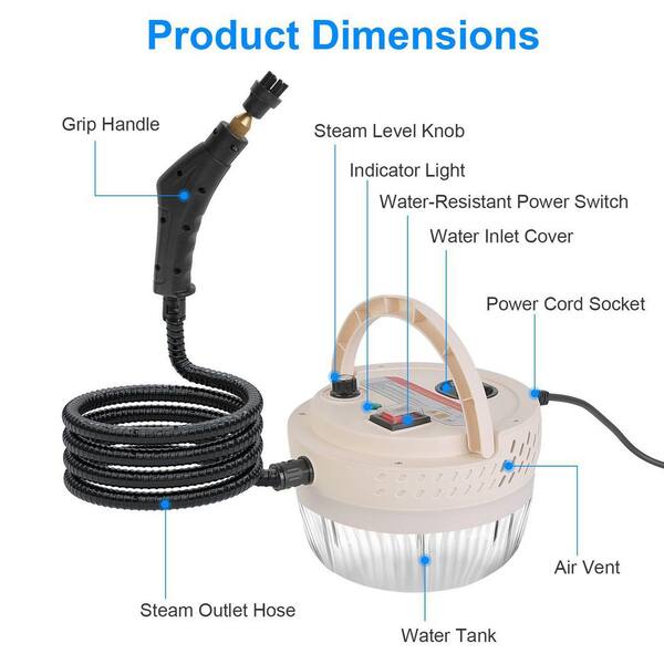 2500W Handheld High Temp Steam Cleaner – High Pressure, 1L Capacity, 3bar, Multi-Purpose Household Machine
