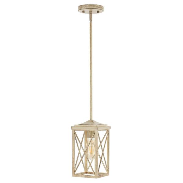 WINGBO 1-Light Farmhouse Pendant Light Fixture, White, Lantern Cage Hanging Light (1-Pack)