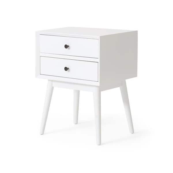 Noble House White 2-Drawers Acacia Wood Nightstand 109346 - The Home Depot