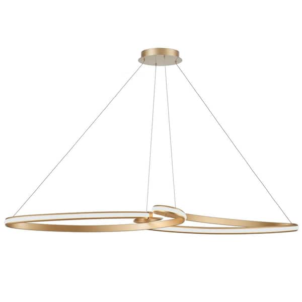 Dainolite Nola 76-Watt 1-Light Aged Brass Statement Integrated LED Pendant Light with Silicone Shade