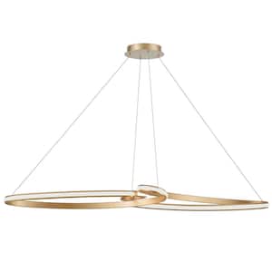Nola 76-Watt 1-Light Aged Brass Statement Integrated LED Pendant Light with Silicone Shade