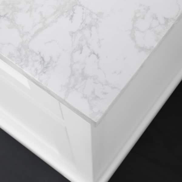 Doveton 30 in. W x 19 in. D x 34 in. H Single Sink Bath Vanity in White  with White Engineered Marble Top