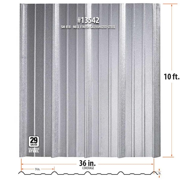 Gibraltar Building Products 10 ft. SM-Rib Galvanized Steel 29