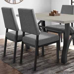 Avery Grey Woven Fabric/Black Metal Dining Chair