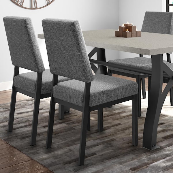 Amisco Avery Grey Woven Fabric/Black Metal Dining Chair