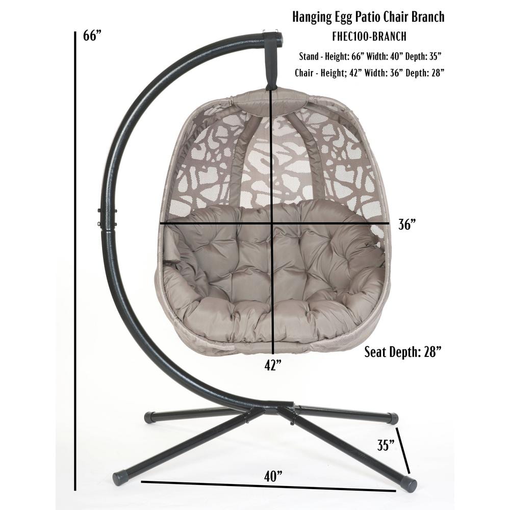 Spanish Gray Hanging Egg Chair with Cushions