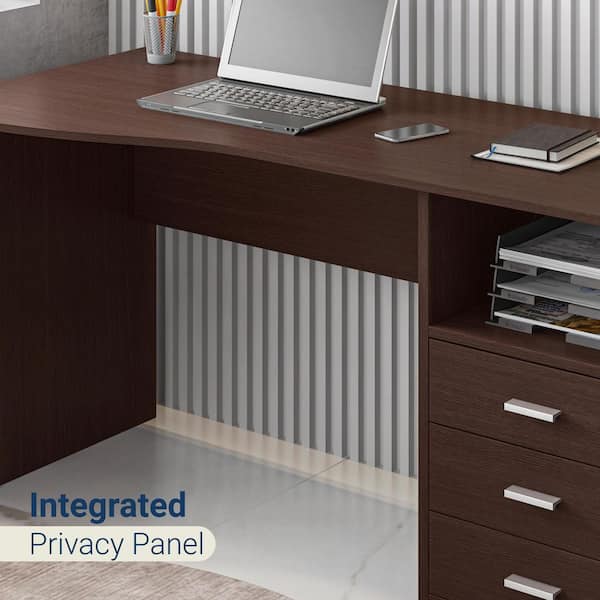 TECHNI MOBILI 51.25 in. Rectangular Wenge 3 Drawer Computer Desk